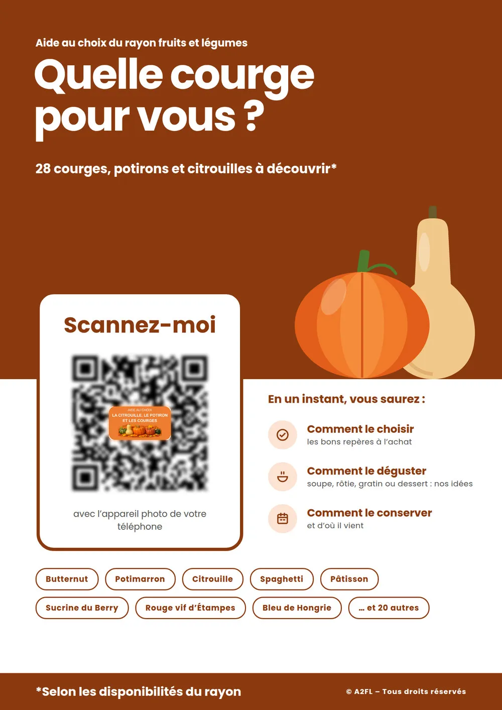Affiche d'aide au choix « Quelle courge pour vous ? »