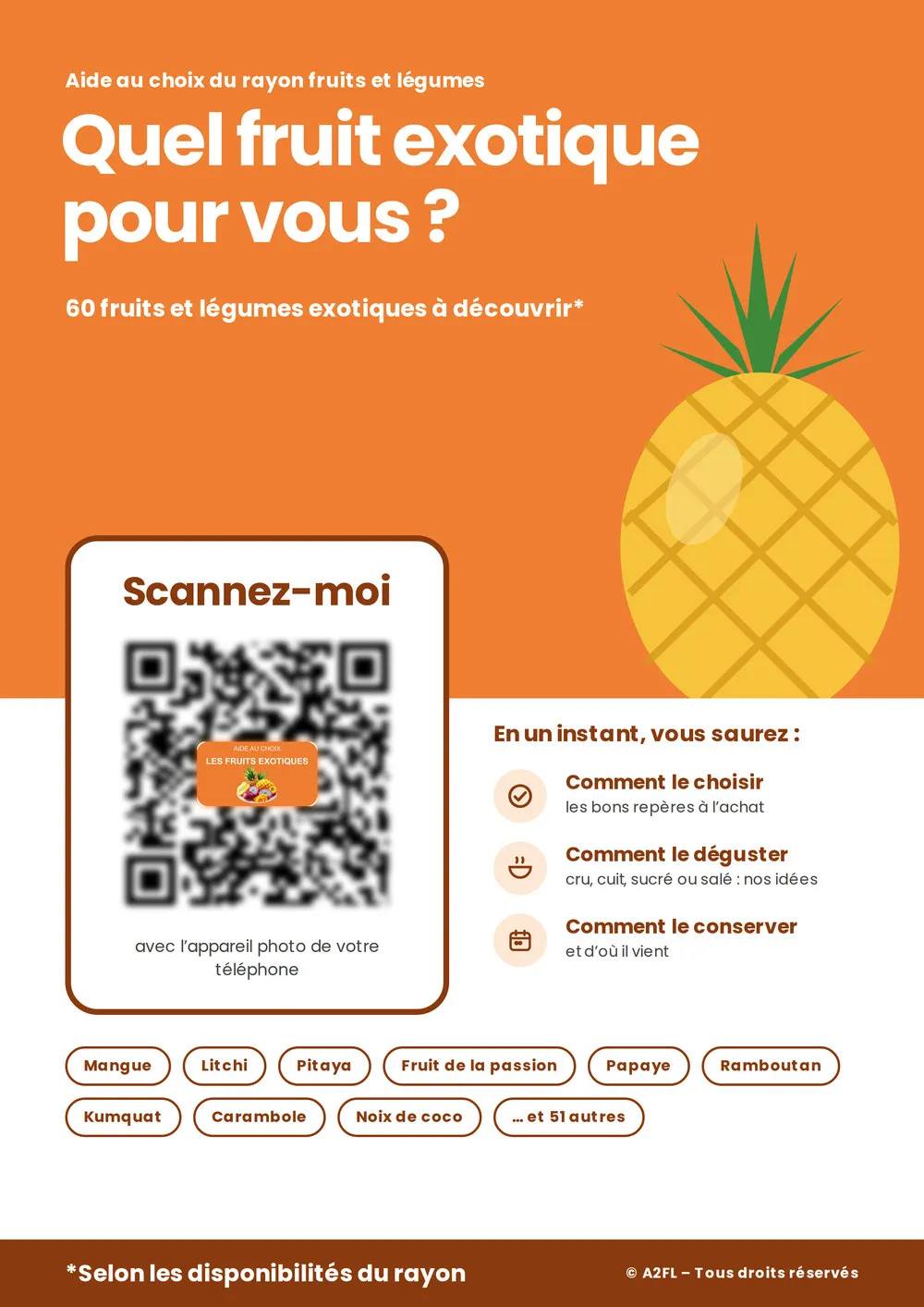 Affiche d'aide au choix « Quel fruit exotique pour vous ? »