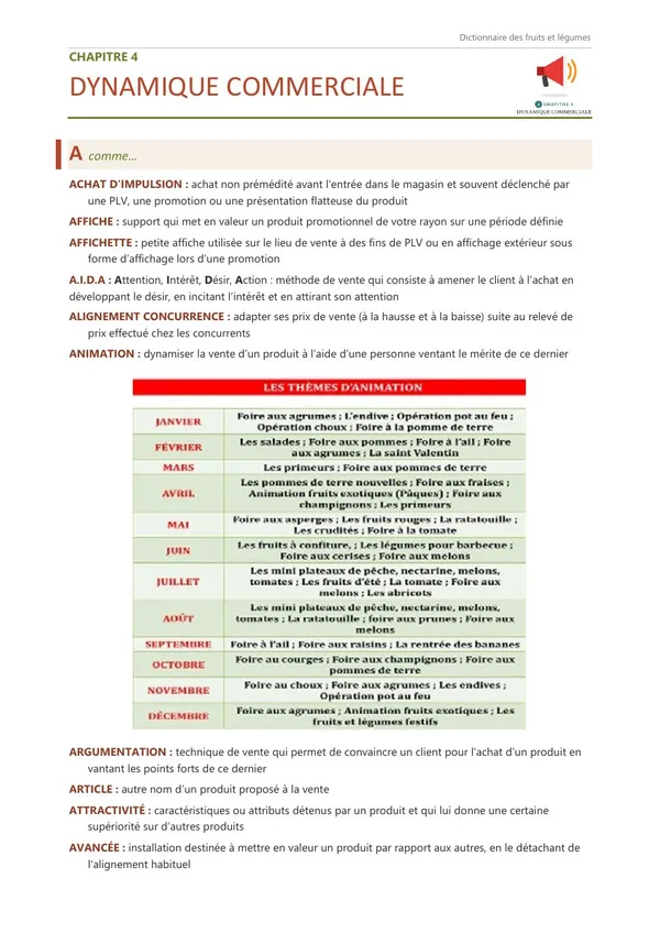 Première page du chapitre 4, Dynamique commerciale, qui commence par : achat d’impulsion, affiche, affichette…