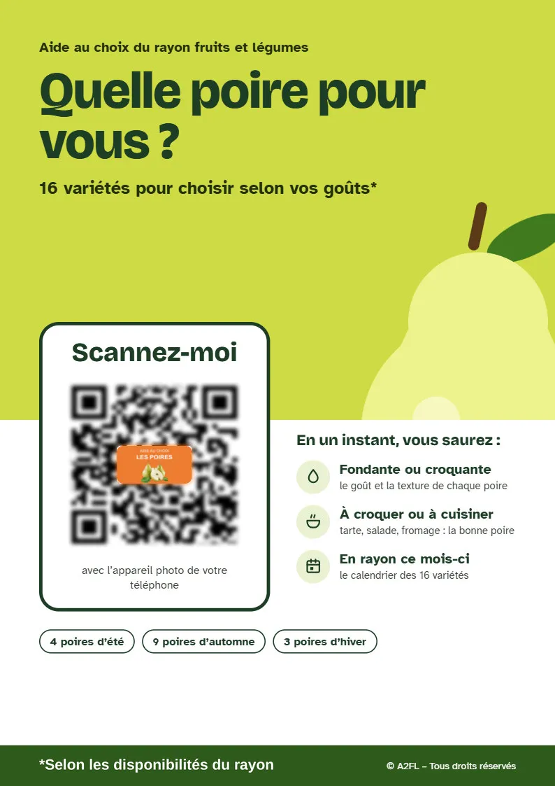 Affiche d'aide au choix « Quelle poire pour vous ? »